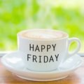 Happy Friday on coffee cup Royalty Free Stock Photo