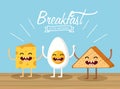 Happy fried egg with cheese and triangle bread Royalty Free Stock Photo