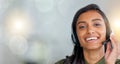 Happy, friendly and confident face of a call center agent smiling in her office with copy space. Portrait of a female Royalty Free Stock Photo