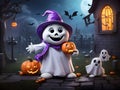 Happy friendly ghost at Halloween