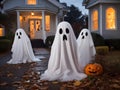 A happy and friendly ghost at Halloween