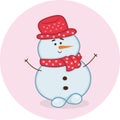 Happy friendly smiling snowman