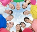 Happy friends forming a circle Royalty Free Stock Photo