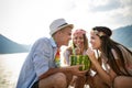 Summer joy and friendship concept with young people on vacation Royalty Free Stock Photo