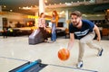 Handsome man bowling Royalty Free Stock Photo