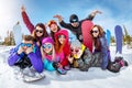 Happy friends having fun at ski resort Royalty Free Stock Photo