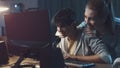 Friends playing video games together Royalty Free Stock Photo