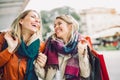 Happy friends shopping. Royalty Free Stock Photo