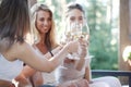 Happy friends toasting wine Royalty Free Stock Photo