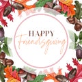 Happy Friendsgiving Fall Acorn Watercolor Card