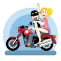 Happy friendship day card. 4 August. Best friends riding a motorcycle