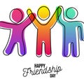 Happy Friendship day card of friends dancing