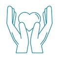 Happy friendship day celebration hands giving heart love line style icon Royalty Free Stock Photo