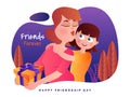 Happy Friendship Day concept with illustration of a friendship b