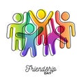 Happy Friendship day card of friends dancing