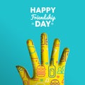 Friendship Day card of paper cut hand shape Royalty Free Stock Photo