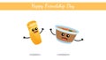 Happy Friendship Day India, South Indian food dosa with sambhar cute character vector on white background Royalty Free Stock Photo