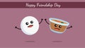 Happy Friendship Day India, South Indian food idly sambhar cute character vector on white background