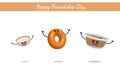 Happy Friendship Day India, South Indian food Vada sambhar and chatni cute character vector on white background Royalty Free Stock Photo