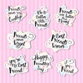 Happy Friendship Day Logo Set Greeting Cards Collection Friends Holiday Banner