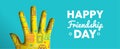 Happy Friendship Day paper cut hand shape banner Royalty Free Stock Photo