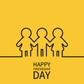 Happy Friendship Day. Two black woman female and one man male silhouette sign symbol. Royalty Free Stock Photo