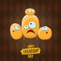 Happy Friendship day vector illustration. funky kids potato with friends.vector friends tiny kids potato characters Royalty Free Stock Photo