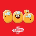 Happy Friendship day vector illustration. funky kids potato with friends.vector friends tiny kids potato characters