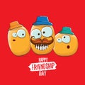 Happy Friendship day vector illustration. funky kids potato with friends.vector friends tiny kids potato characters Royalty Free Stock Photo