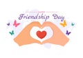 Happy Friendship Day Vector Illustration with Young Boys and Girls Togetherness in Flat Cartoon Hand Drawn Landing Page Background