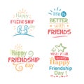 Happy Friendship day vector typographic colorful design.