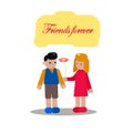 Happy Friendship Day web banner. Friends doing high five for special event celebration in simple stick figure art style