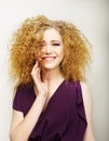 Pleasure. Happy Face of Frizzy Redhead Woman. Joy