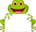 Happy frog cartoon with sign