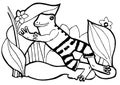 Happy Frog , coloring book, black and white page