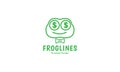 Happy frog head cartoon with money logo vector icon symbol graphic design illustration