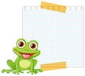 A happy frog on notepad background