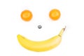 Happy fruit face with banana, blueberry and oranges Royalty Free Stock Photo