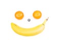 Happy fruit face with banana, blueberry and oranges Royalty Free Stock Photo