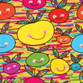 Happy fruit line seamless pattern