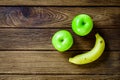 Happy Fruit smiley apple and banana Royalty Free Stock Photo