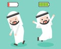 Happy and full of energy Arab businessman, burnout and lack of e