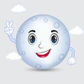 Happy Full moon cartoon design icon. Smile moon cartoon isolated on white background. Moon cartoon character design icon