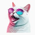 Happy Funky Cat with Pink Sunglasses