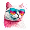 Happy Funky Cat with Pink Sunglasses