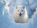 Happy and funny arctic fox