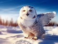 Happy and funny arctic owl