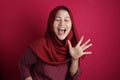 Happy Funny Asian Muslim Woman Dancing Full of Joy