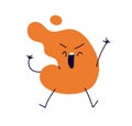 Happy funny blob character singing song, dancing, celebrating. Fun blot shape, cool comic emotional fluid blotch