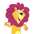 Happy funny cartoon lion. Vector character illustration for children book